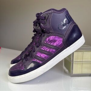 Adidas Extaball High Top sneakers Dark Violet White Purple Reign Sequins